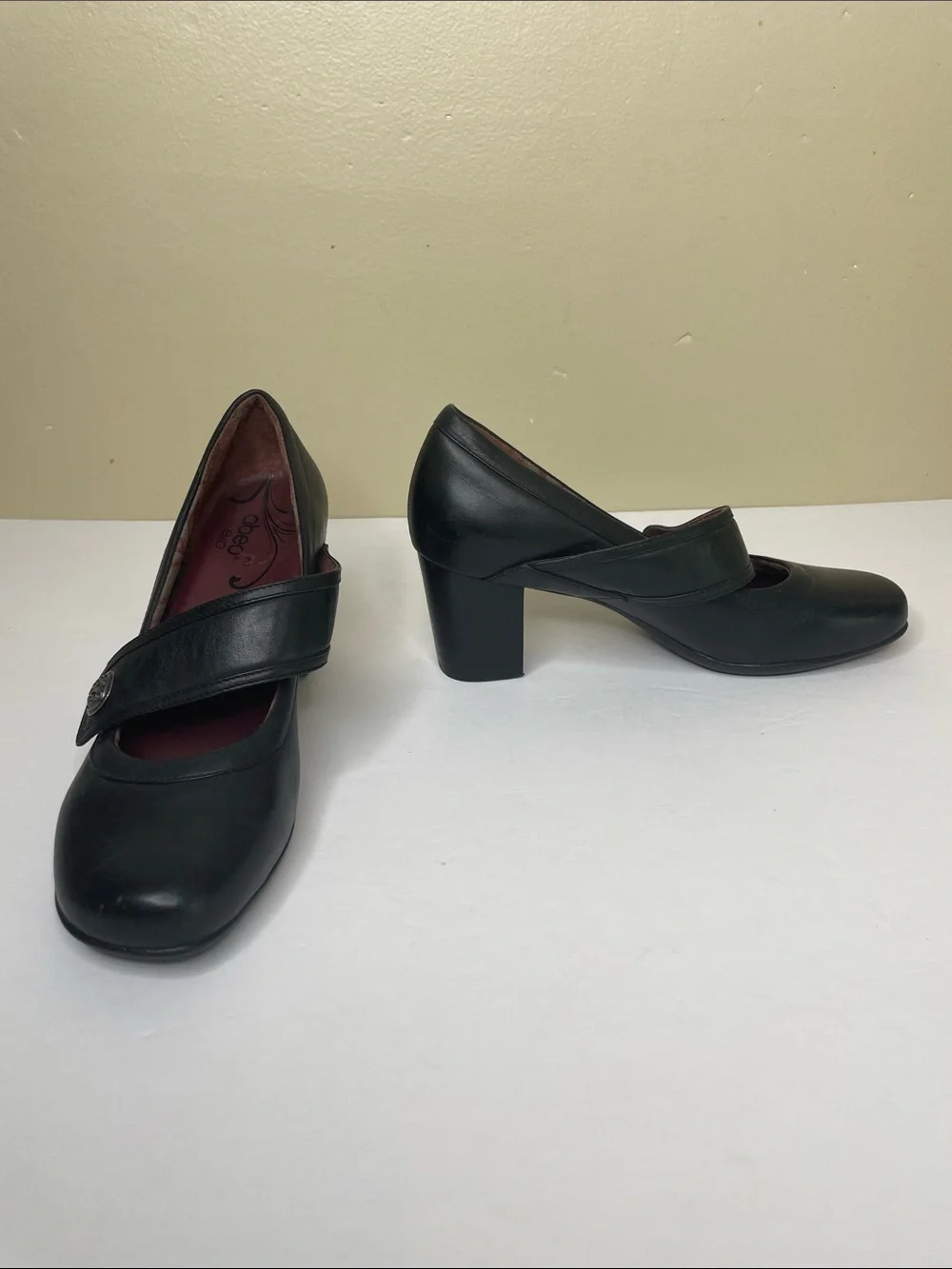 OBEO B.I.O. System Black Leather OPHELIA Mary Jane Block Heel Pump Shoes 7N
